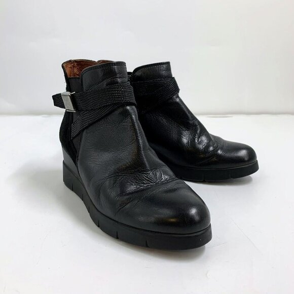 Hispanitas Women's Larae Leather Cross Buckle Heeled Boot Size 7.5/38 - Picture 2 of 15